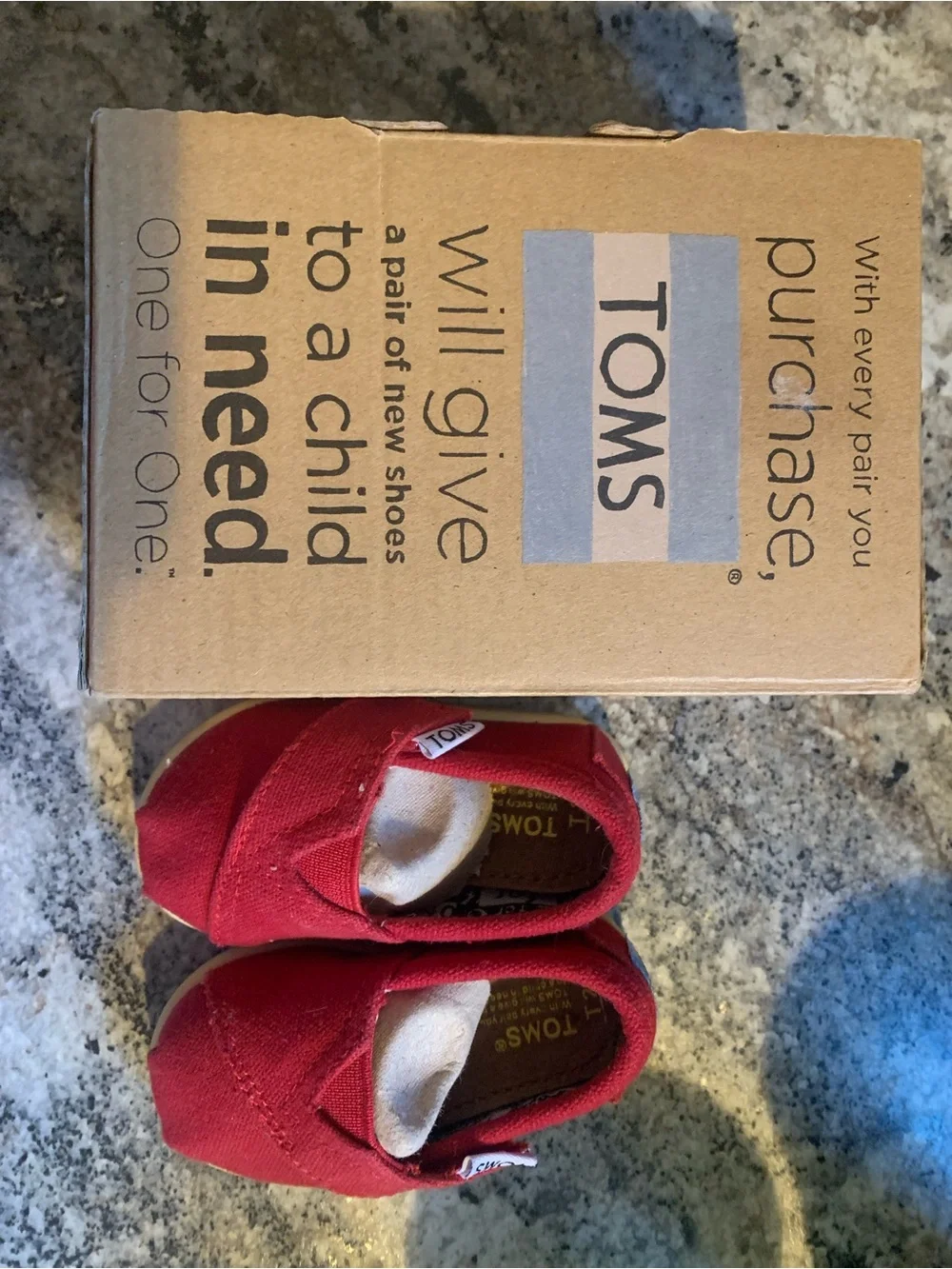 Toms Red Canvas Slip-On Baby/Walker Shoes